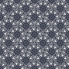 Patch Boho Flower Seamless Pattern. Mandala patchwork, oriental design. Wallpaper, furniture textile, fabric print, tile deco.