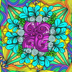 Abstract plant background of drawn shapes and leaves