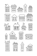 Fototapeta premium Set of doodle houses