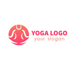 Obraz premium yoga logo element on white, outline of man doing meditation