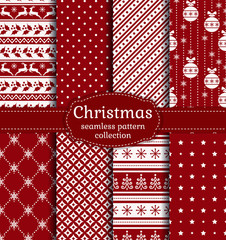 Christmas seamless patterns. Vector set. - 128997705