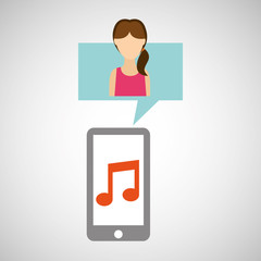 character lady smartphone music application vector illustration eps 10