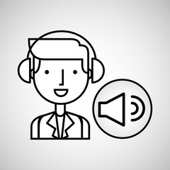 man hand drawing listening music sound vector illustration eps 10