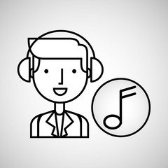 man hand drawing listening music vector illustration eps 10