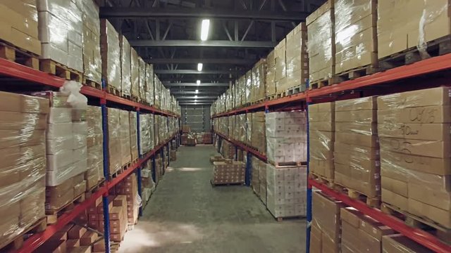 Aerial view of the big factory warehouse