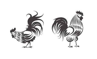 Fototapeta na wymiar rooster logo collection in line art style