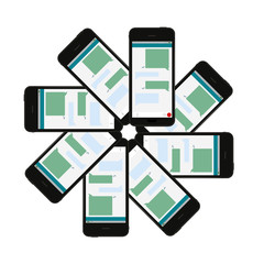 Viele Smartphones mit Chatverlauf