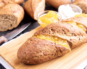 Bread with orange jam