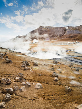 Boiling mud - Geothermal area at Hverir, Iceland.