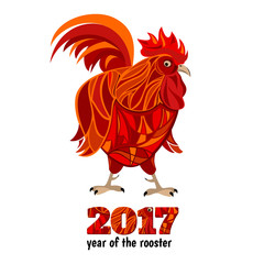 Stylized red rooster, vector illustration