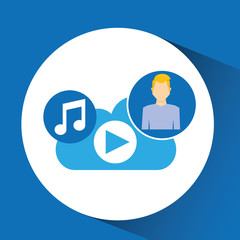 cartoon man young cloud music play vector illustration eps 10