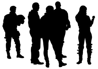Couple of young guy and girl on white background