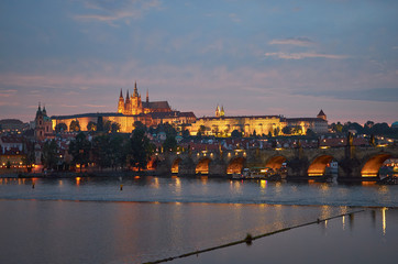 Prague - Charles bridge Czech Republic after sunset