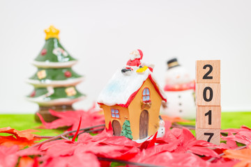 Merry Christmas and happy new year background  and number 2017 t