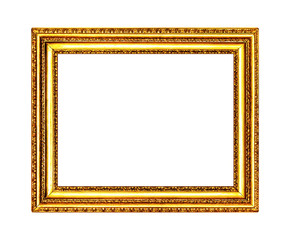 Old gold frame isolated on white
