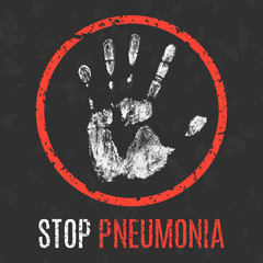 Vector illustration. Human diseases. Stop pneumonia.