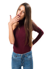 Young teenager girl making surprise gesture