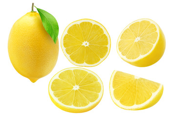 Collection of lemon fruits isolated on white