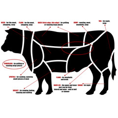 diagram of cuts of beef - 129003534