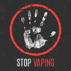 Vector. Social problems of humanity. Stop vaping sign.