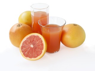 red grapefruits and juice