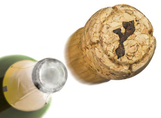 Launched champagne cork with the shape of Mozambique burnt in.(s