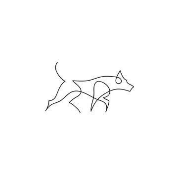 One line dog design silhouette. Hand drawn minimalism style vector illustration
