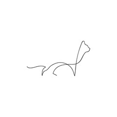 One line cat design silhouette. Hand drawn minimalism style vector illustration