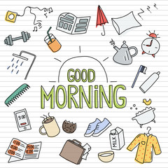 Good morning sketch illustration. Doodle design.