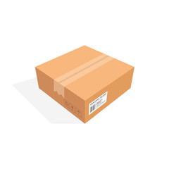 Isometric cardboard box packaging isolated, vector illustration design