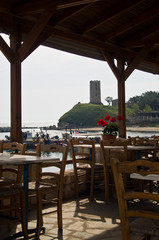Fish restaurant at small greek village near harbor, Chalkidiki, Greece