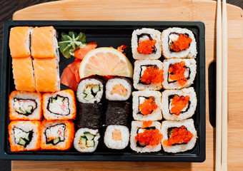 Set sushi set. chopsticks for sushi.
