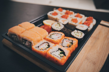 Set sushi set. chopsticks for sushi.

