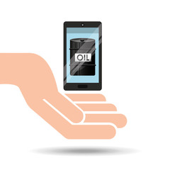 hand oil industry technology smartphone vector illustration eps 10