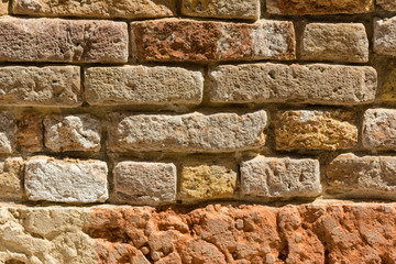 Close up from an old brickwall
