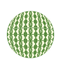 sphere planet dollars icon vector illustration design