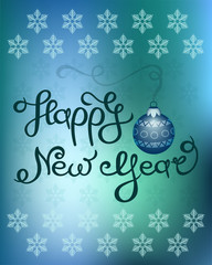 New Year, Handwritten Typography over blurred background. illustration