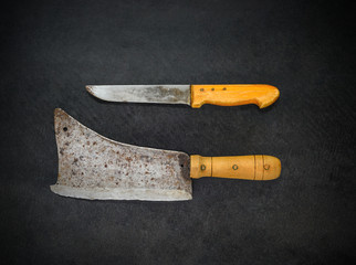 Meat Cleaver and Butcher Knife