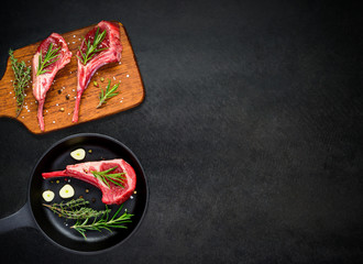 Cooking Lamb Ribs and Copy Space