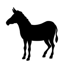 Donkey vector illustration  black silhouette