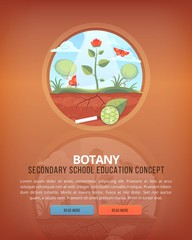 Education and science concept illustrations. Botany. Science of life and origin of species. Flat vector design banner.