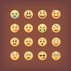 Fototapeta premium Set of emoticons and smileys faces. Vector icons collection
