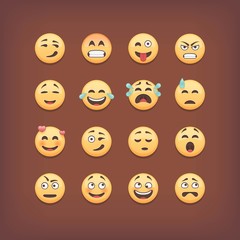 Naklejka premium Set of emoticons and smileys faces. Vector icons collection