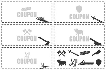 Coupons for cutting. Cut here symbol. Scissors and dotted line. Scissors with cut lines isolated on white background