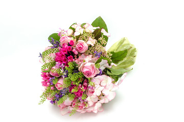 Obraz na płótnie Canvas Pink roses wedding bouquet