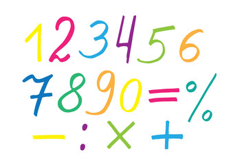Colorful vector numerals and symbols