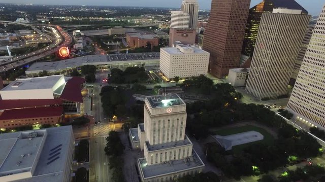 HOUSTON BUILDINGS AT DUSK
