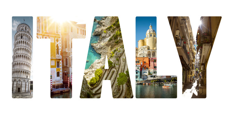 Fototapeta Collage of major Italian travel destinations