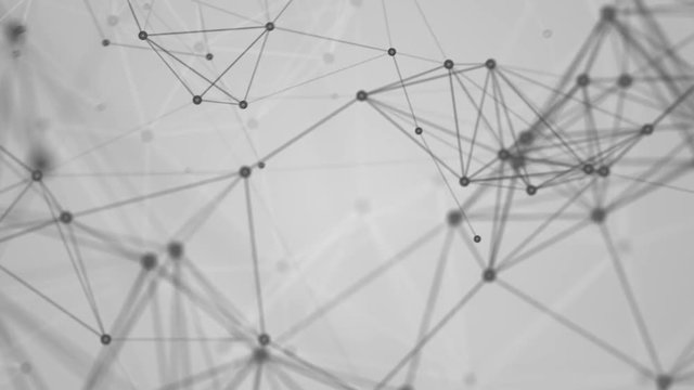 Network Technology Loop 1A: dynamic abstract network plexus connections wire-frame web, monochrome gray tone, 4K UltraHD and FullHD and seamlessly loop-able 