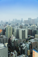 Fototapeta na wymiar Cityscapes of tokyo in Fog after rain in winter season, Skyline